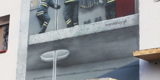 Brwinów, mural konkursowy, mural 3d, malowidło ścienne, OSP, Remiza