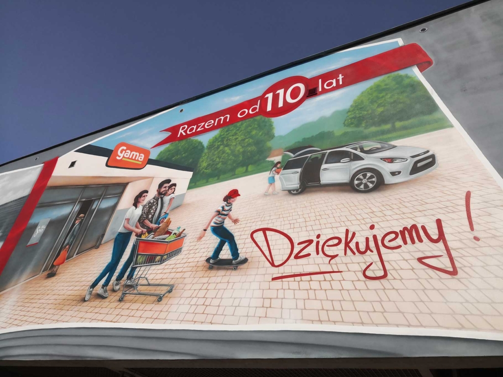 Mural reklamowy, społem w Grajewie