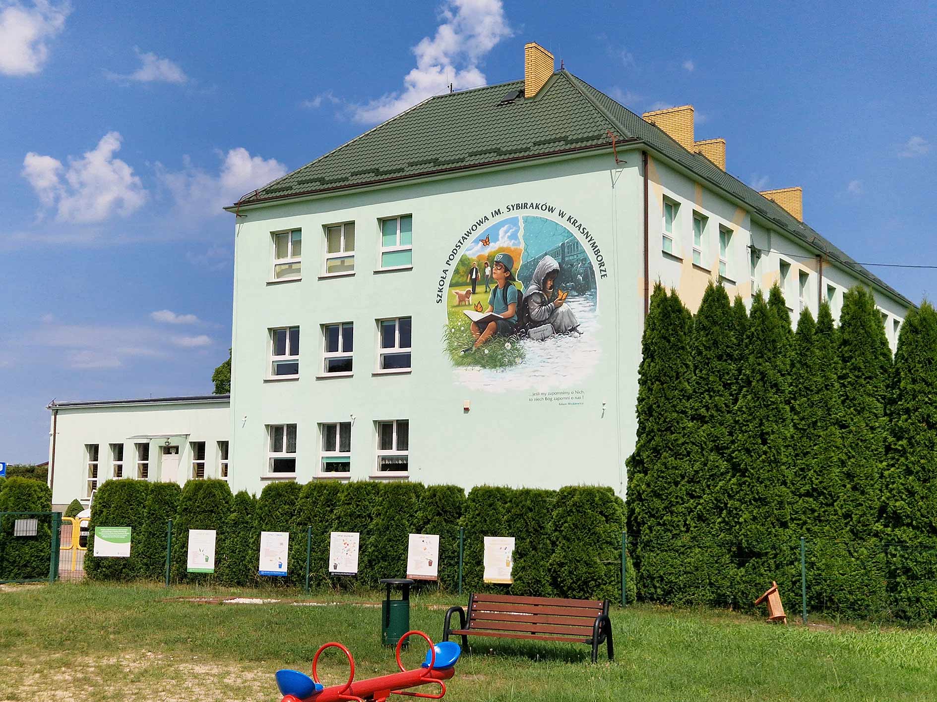 mural, sybiracy, szkoła, podstawowa, gmina sztabin, podlasie, krasnybór
