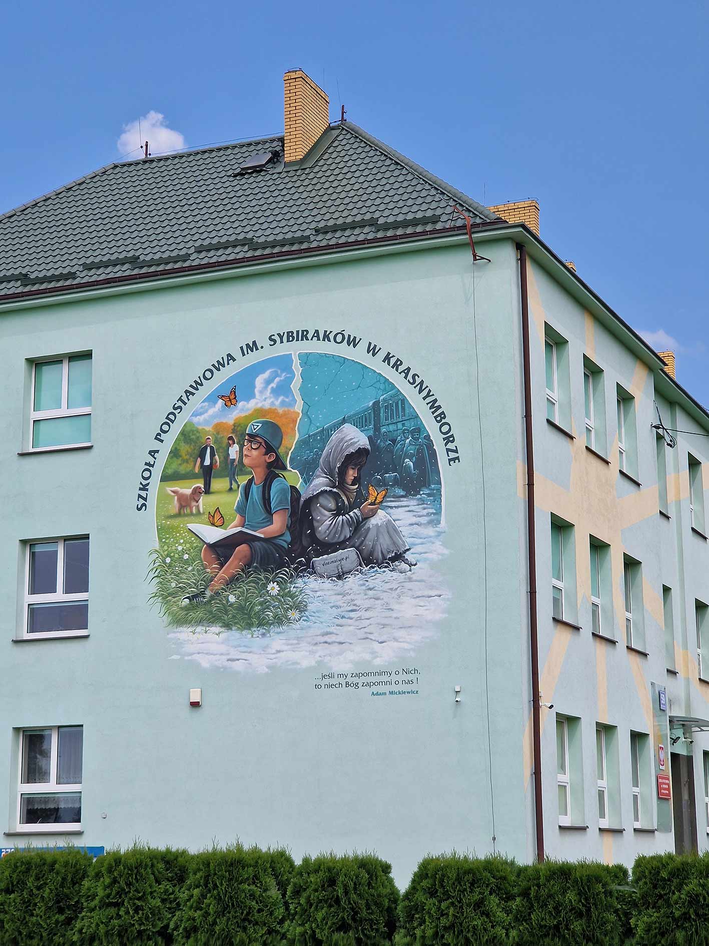 mural, sybiracy, szkoła, podstawowa, gmina sztabin, podlasie, krasnybór