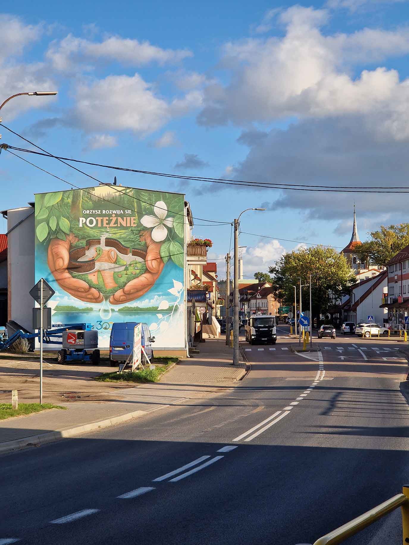 tężnia, mural, orzysz, jezioro, lasy,